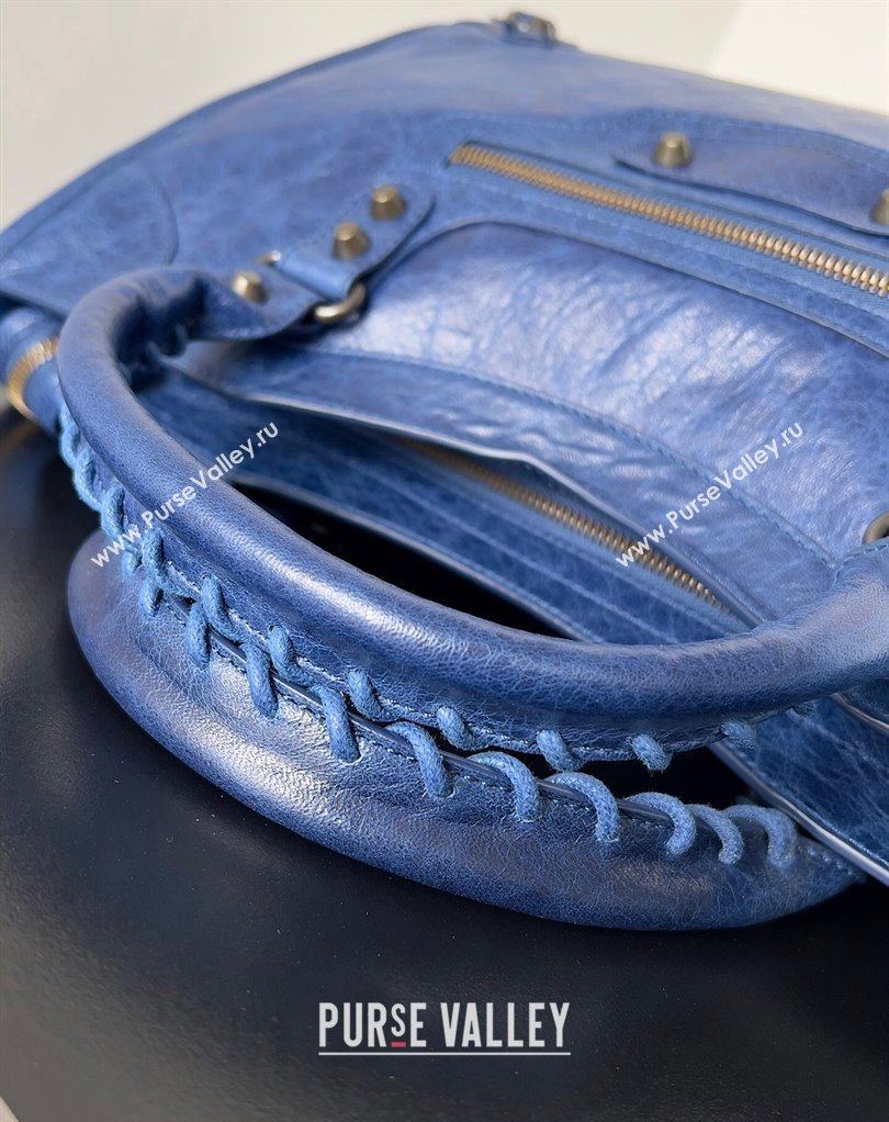 Balenciaga Classic City Large Handbag in Arena Lambskin Blue (jiche-23111819)