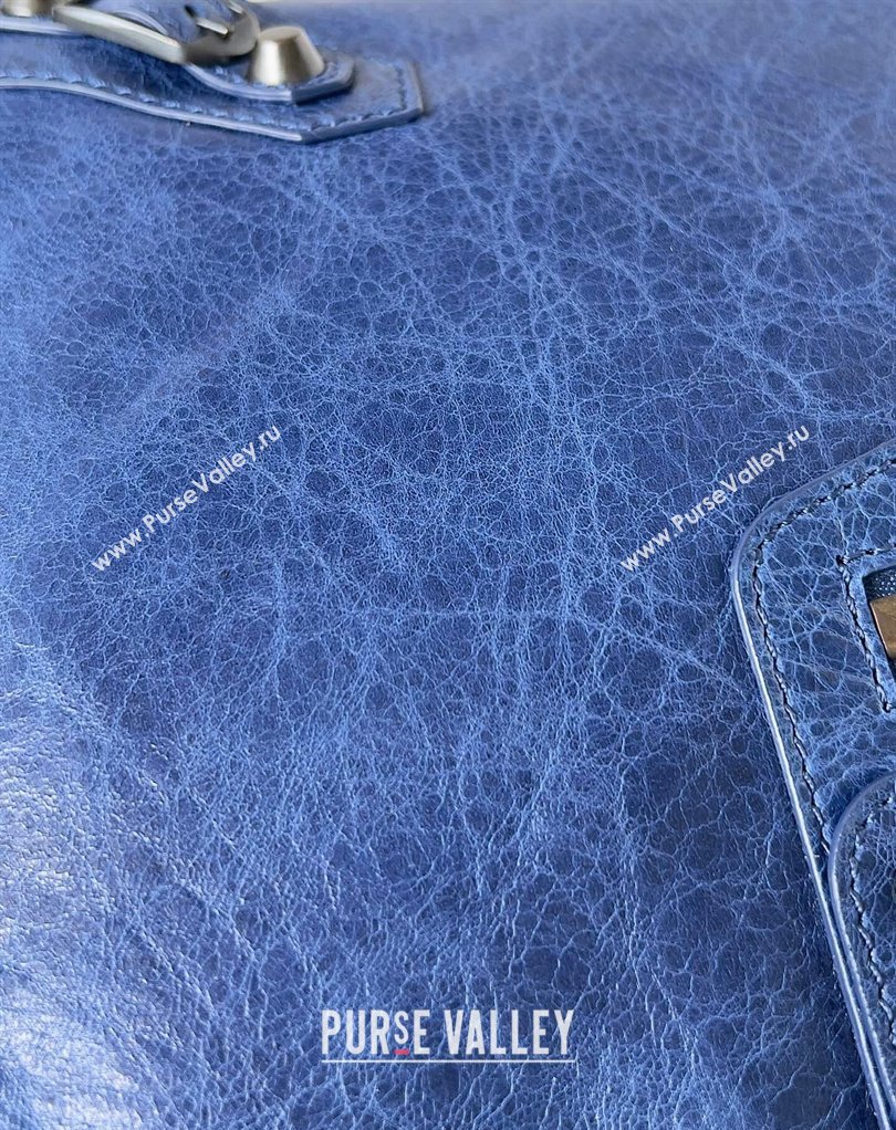 Balenciaga Classic City Large Handbag in Arena Lambskin Blue (jiche-23111819)