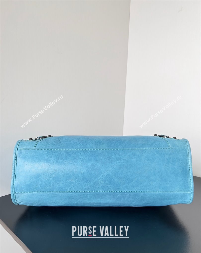 Balenciaga Classic City Large Handbag in Arena Lambskin Sky Blue (jiche-23111820)