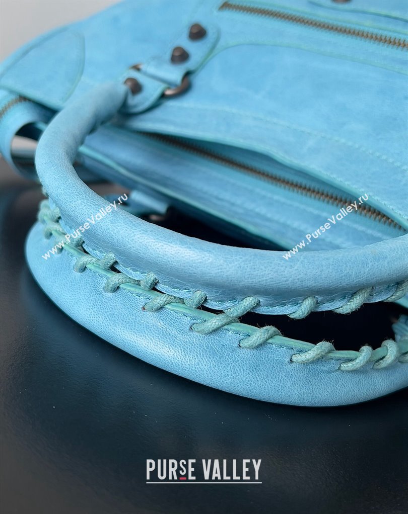 Balenciaga Classic City Large Handbag in Arena Lambskin Sky Blue (jiche-23111820)