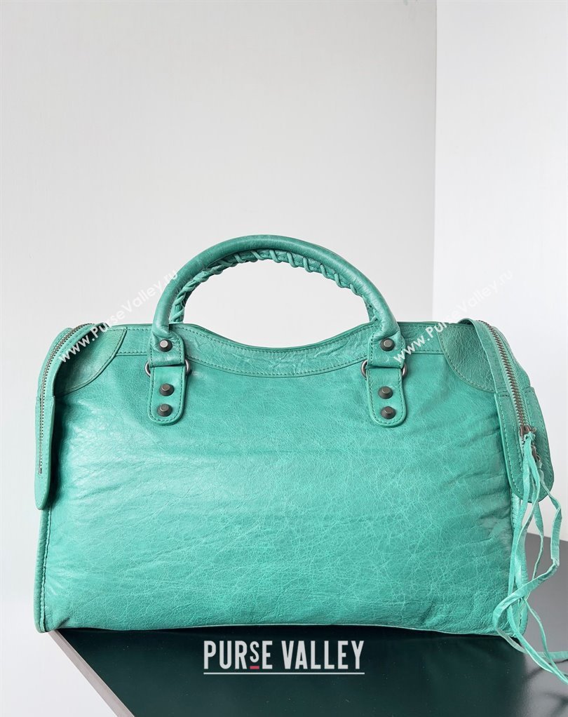 Balenciaga Classic City Large Handbag in Arena Lambskin Green (jiche-23111824)