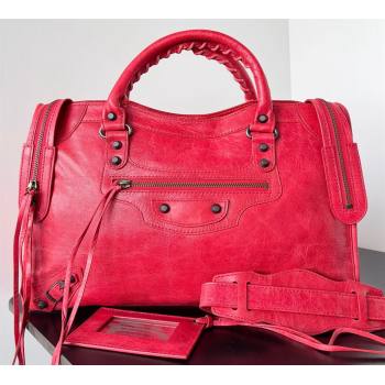 Balenciaga Classic City Large Handbag in Arena Lambskin Red (jiche-23111826)