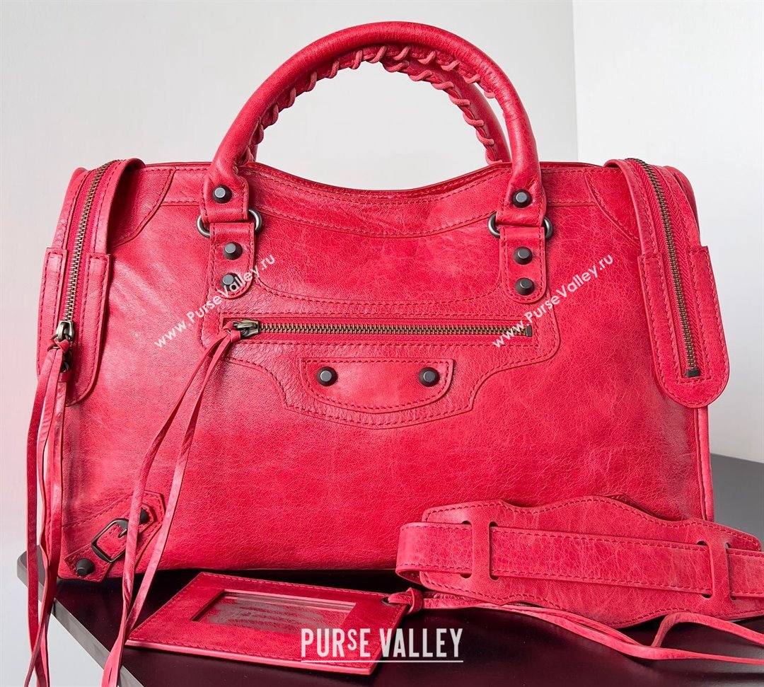 Balenciaga Classic City Large Handbag in Arena Lambskin Red (jiche-23111826)