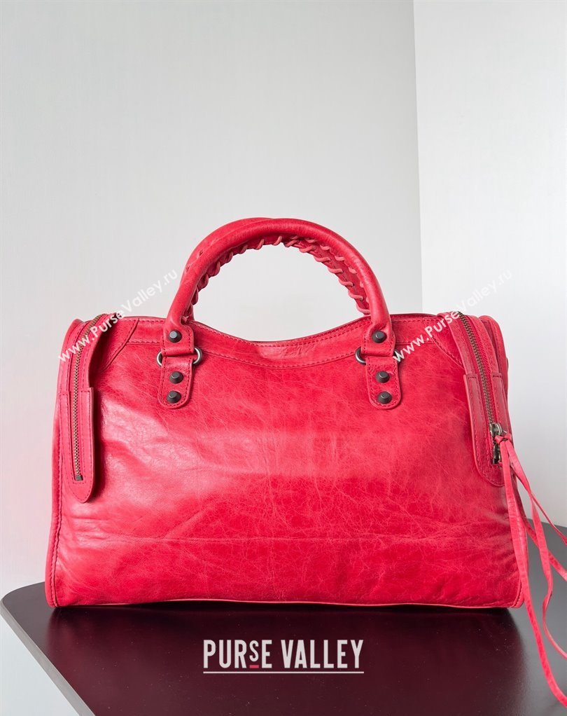 Balenciaga Classic City Large Handbag in Arena Lambskin Red (jiche-23111826)
