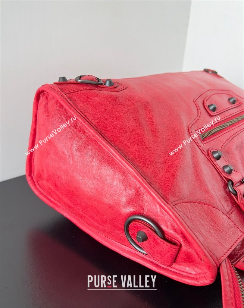 Balenciaga Classic City Large Handbag in Arena Lambskin Red (jiche-23111826)