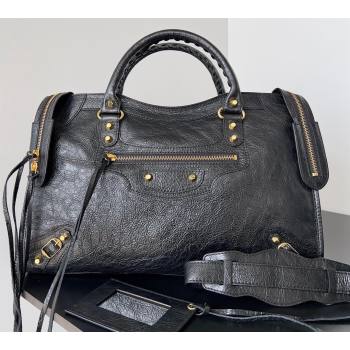 Balenciaga Classic City Large Handbag in Arena Lambskin Black/Gold (jiche-23111832)