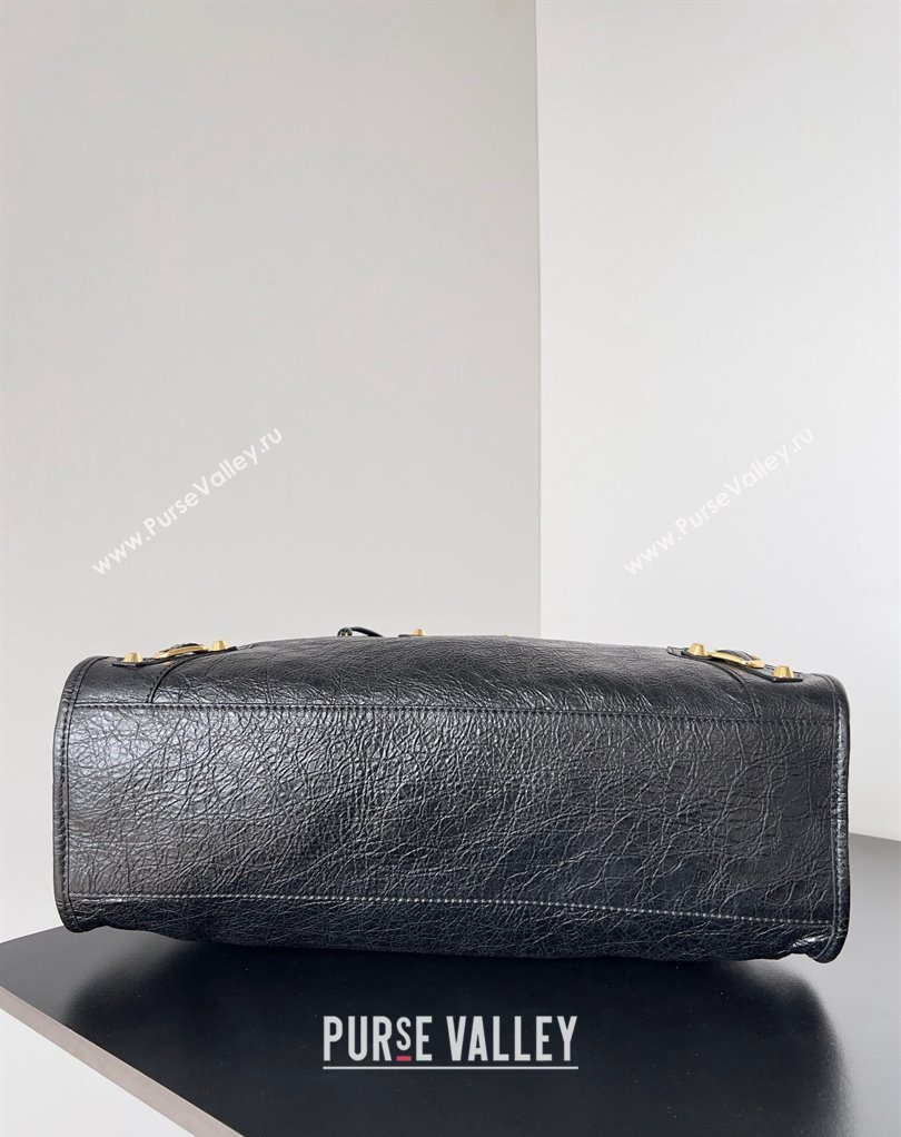 Balenciaga Classic City Large Handbag in Arena Lambskin Black/Gold (jiche-23111832)