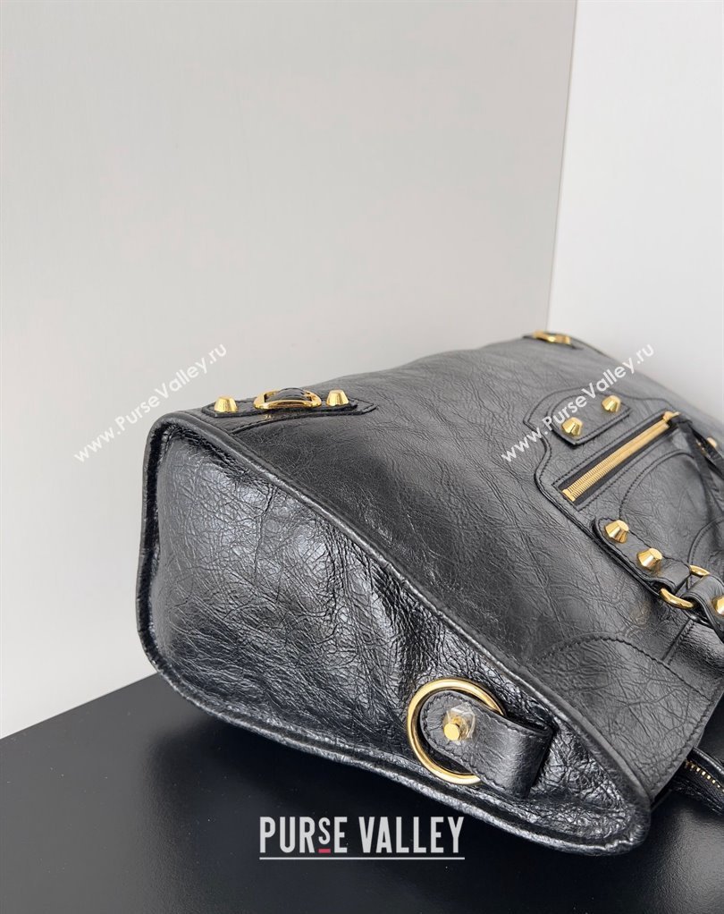 Balenciaga Classic City Large Handbag in Arena Lambskin Black/Gold (jiche-23111832)