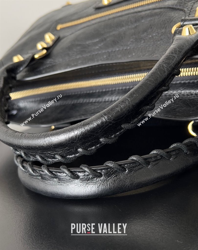 Balenciaga Classic City Large Handbag in Arena Lambskin Black/Gold (jiche-23111832)