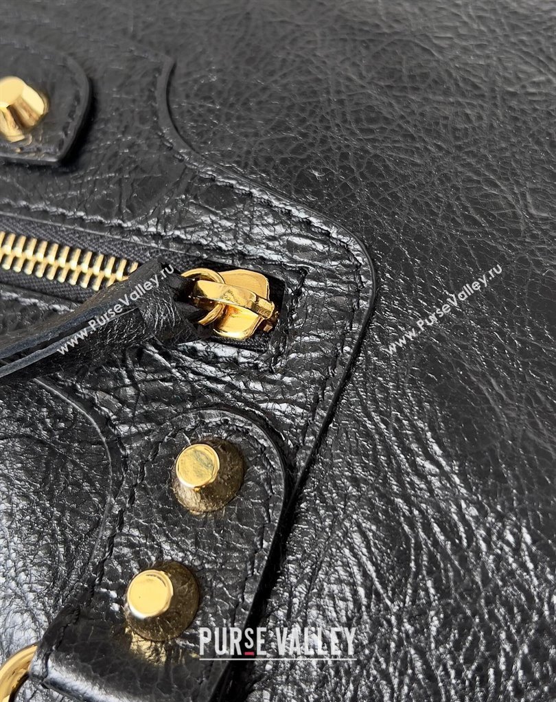 Balenciaga Classic City Large Handbag in Arena Lambskin Black/Gold (jiche-23111832)