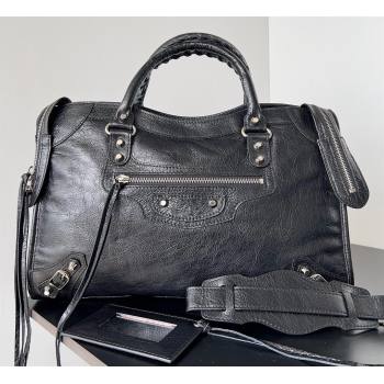 Balenciaga Classic City Large Handbag in Arena Lambskin Black/Silver (jiche-23111836)
