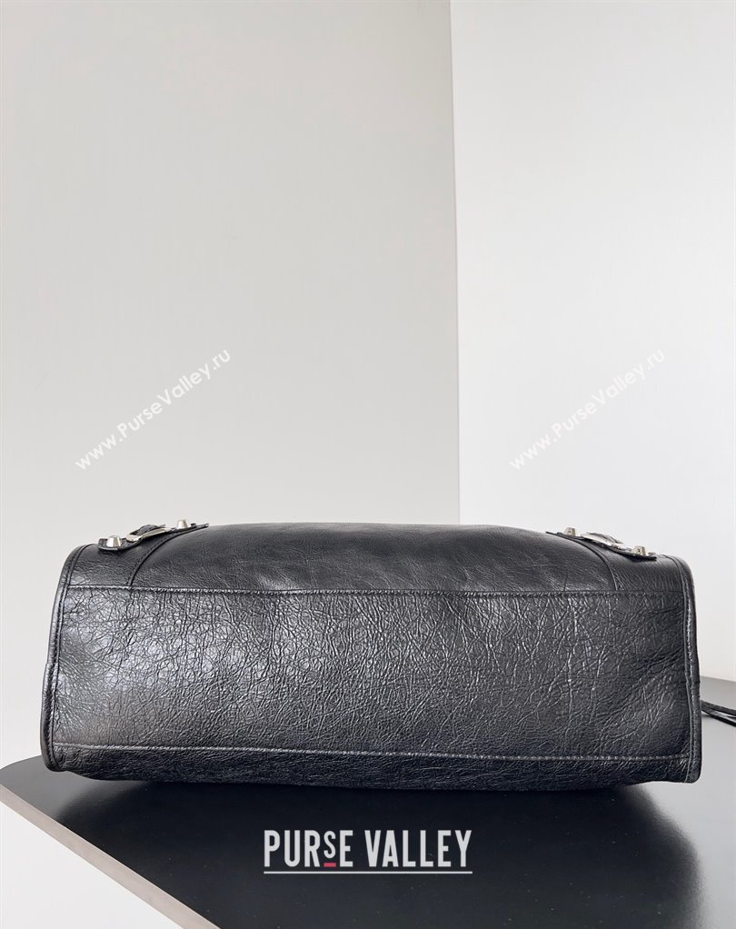 Balenciaga Classic City Large Handbag in Arena Lambskin Black/Silver (jiche-23111836)