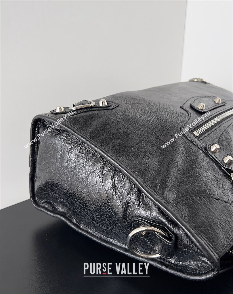 Balenciaga Classic City Large Handbag in Arena Lambskin Black/Silver (jiche-23111836)