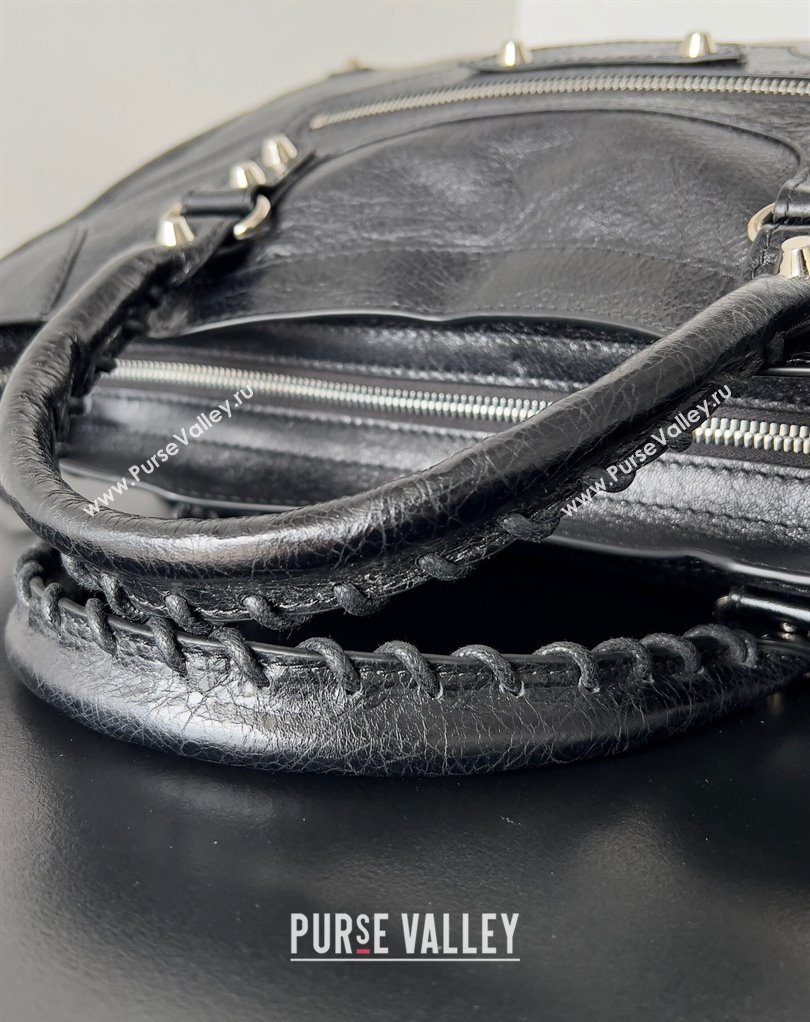 Balenciaga Classic City Large Handbag in Arena Lambskin Black/Silver (jiche-23111836)