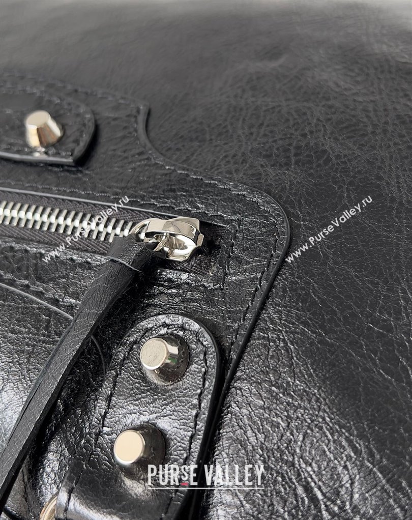 Balenciaga Classic City Large Handbag in Arena Lambskin Black/Silver (jiche-23111836)