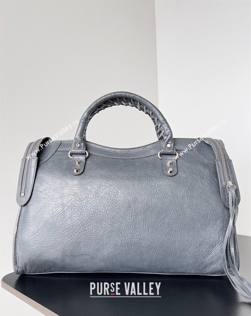 Balenciaga Classic City Large Handbag in Arena Lambskin Gray/Silver (jiche-23111837)