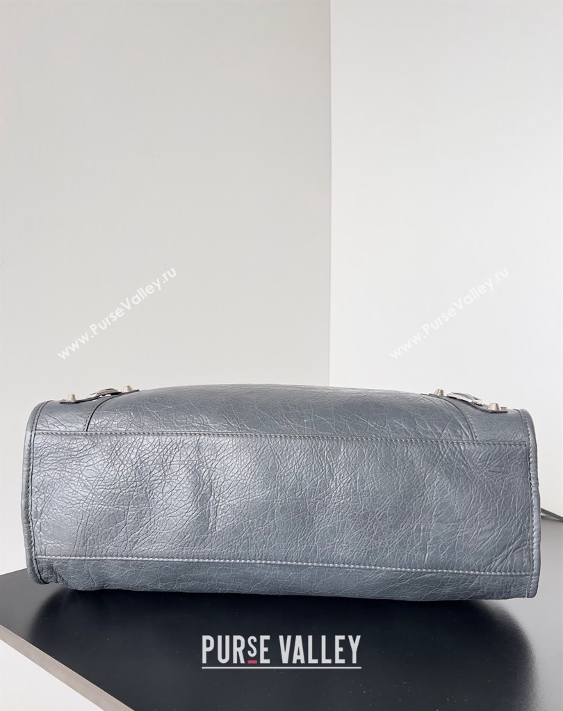 Balenciaga Classic City Large Handbag in Arena Lambskin Gray/Silver (jiche-23111837)