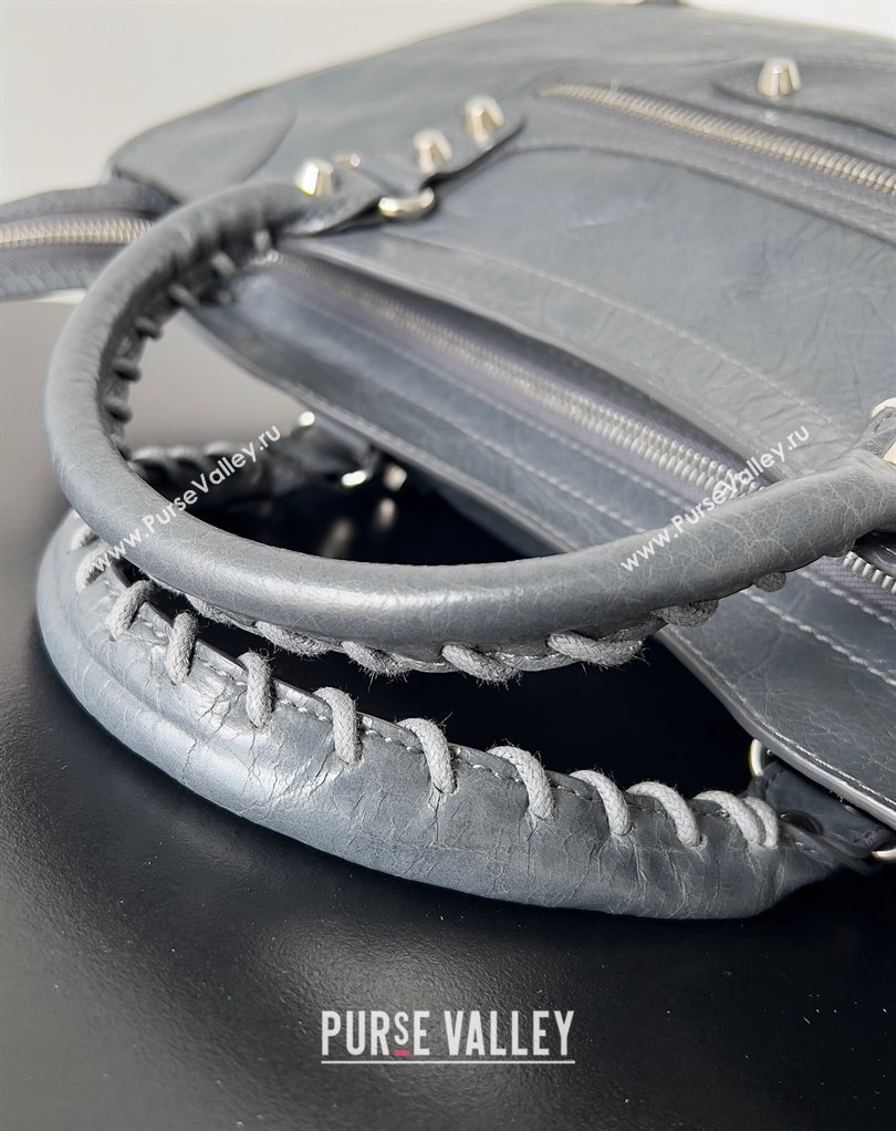 Balenciaga Classic City Large Handbag in Arena Lambskin Gray/Silver (jiche-23111837)