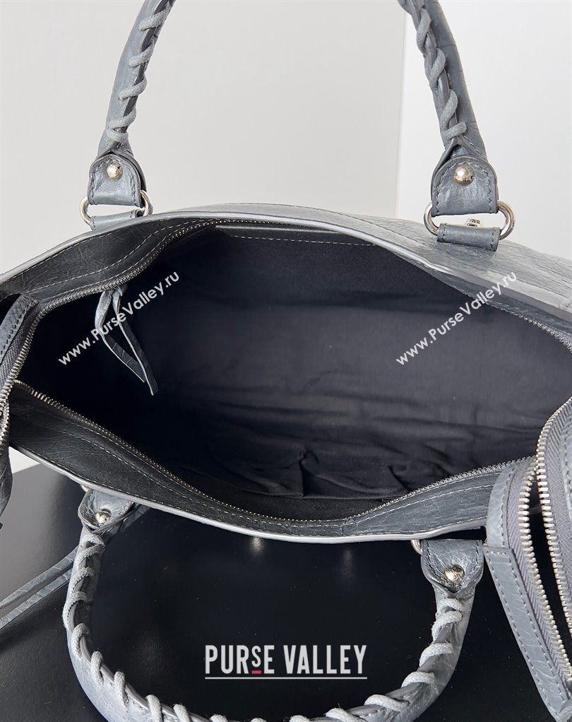Balenciaga Classic City Large Handbag in Arena Lambskin Gray/Silver (jiche-23111837)