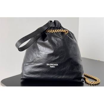 Balenciaga Crush Small Tote Bag in crushed calfskin Black 2023 (jiche-23111844)