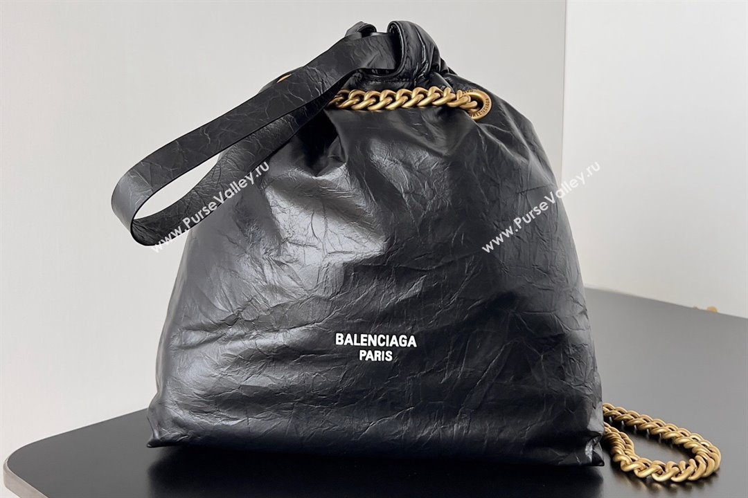 Balenciaga Crush Small Tote Bag in crushed calfskin Black 2023 (jiche-23111844)