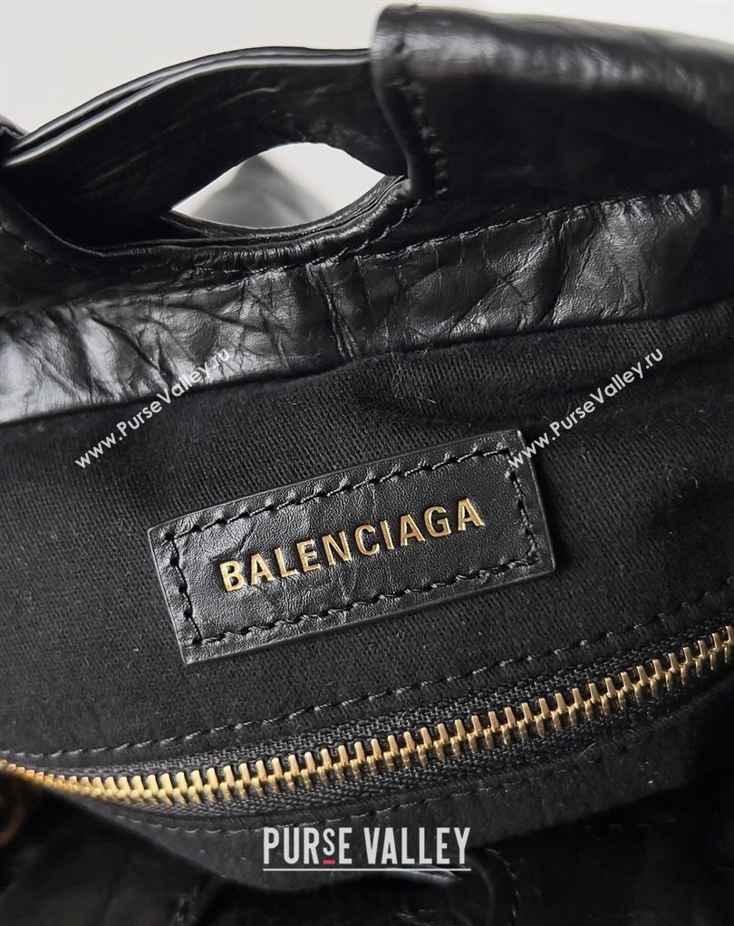 Balenciaga Crush Small Tote Bag in crushed calfskin Black 2023 (jiche-23111844)
