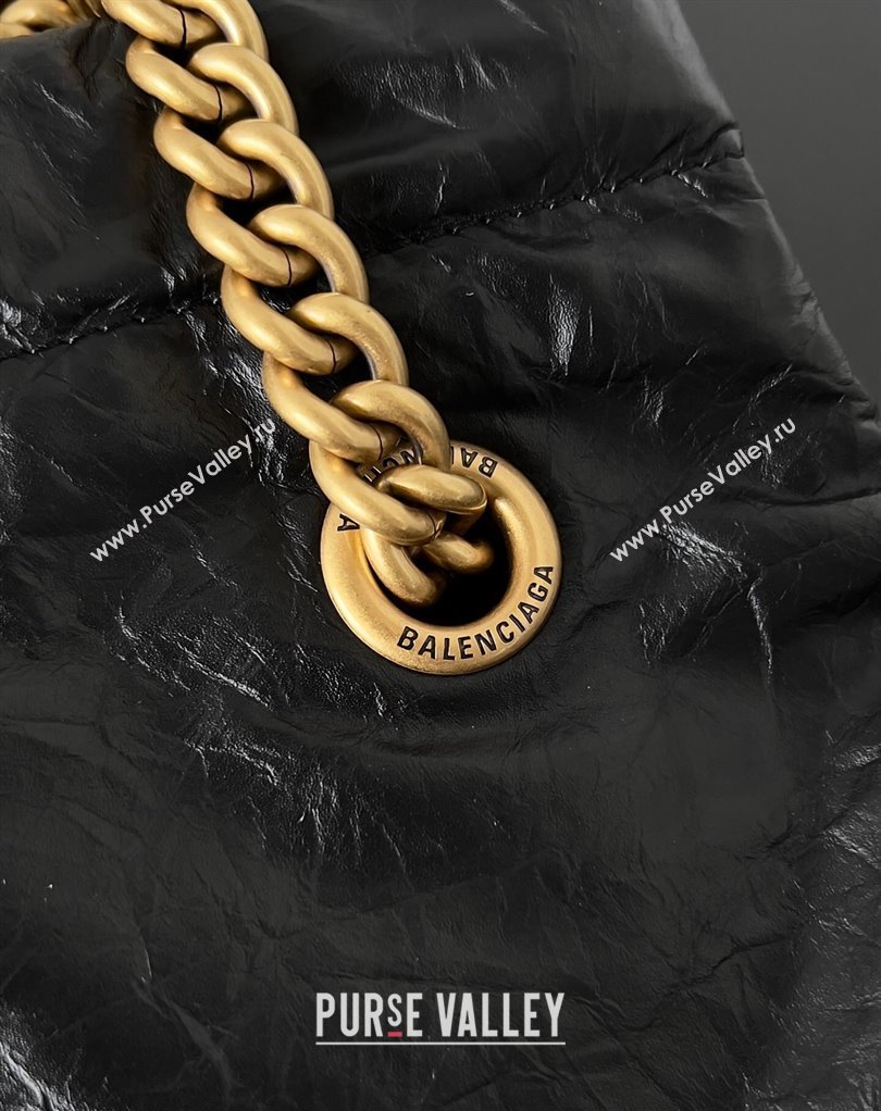 Balenciaga Crush Small Tote Bag in crushed calfskin Black 2023 (jiche-23111844)