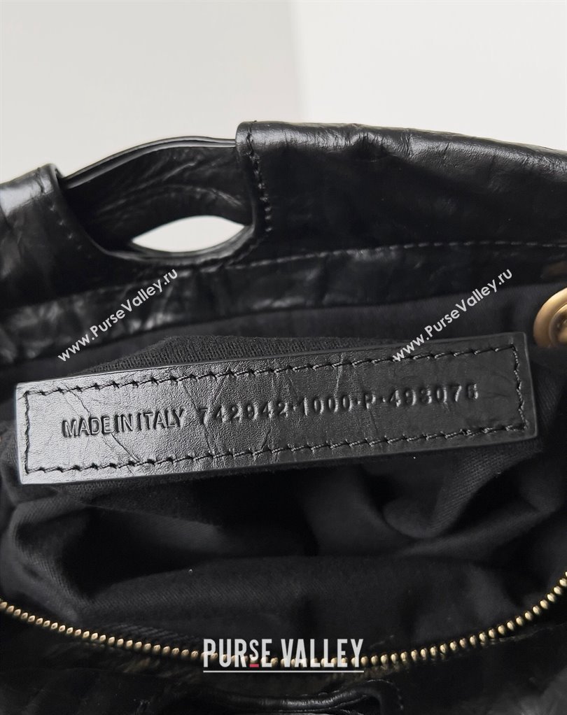 Balenciaga Crush Small Tote Bag in crushed calfskin Black 2023 (jiche-23111844)