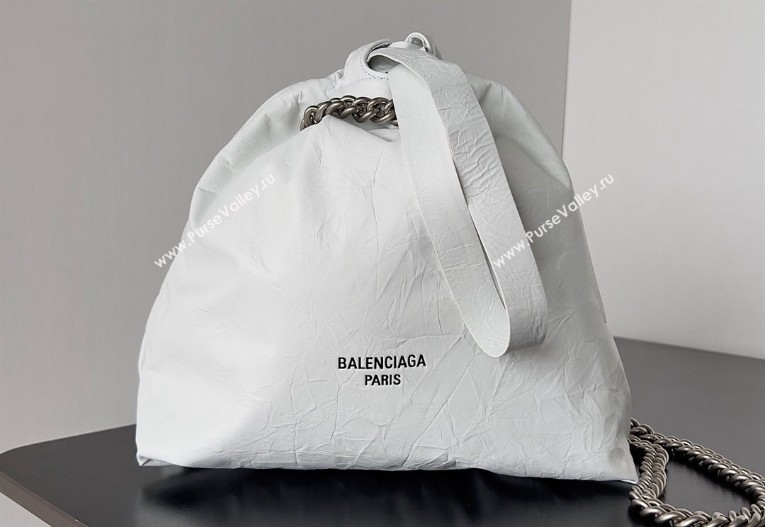 Balenciaga Crush Small Tote Bag in crushed calfskin White 2023 (jiche-23111845)