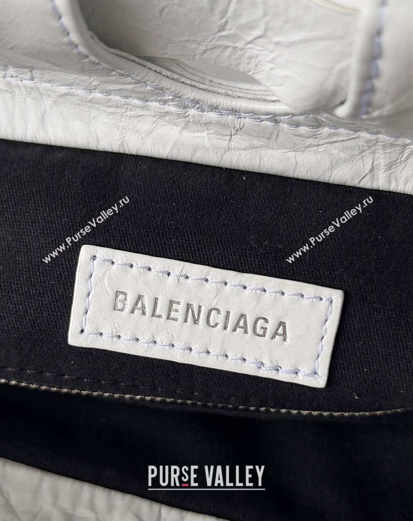 Balenciaga Crush Small Tote Bag in crushed calfskin White 2023 (jiche-23111845)