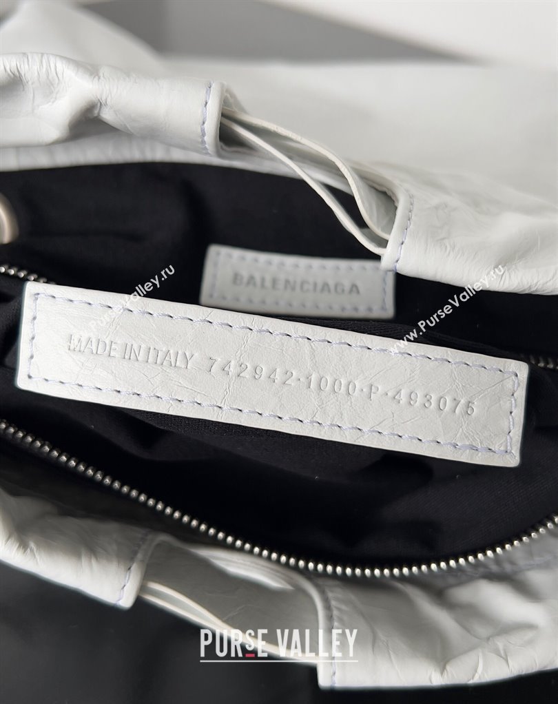 Balenciaga Crush Small Tote Bag in crushed calfskin White 2023 (jiche-23111845)