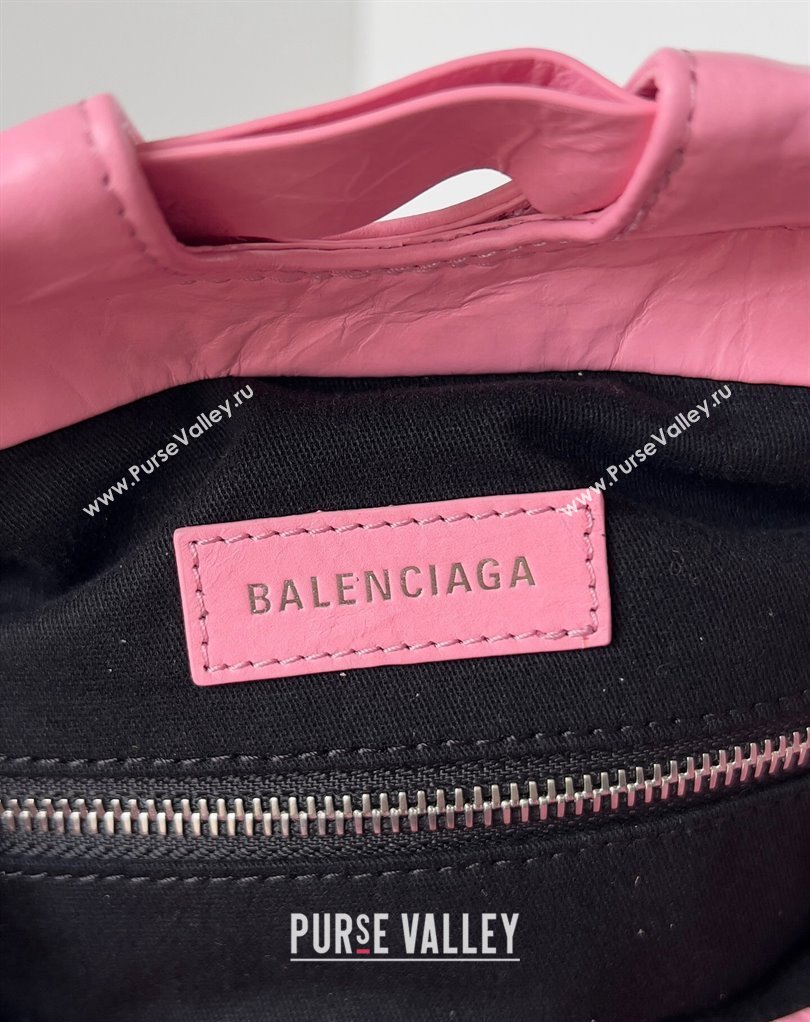 Balenciaga Crush Small Tote Bag in crushed calfskin Pink 2023 (jiche-23111846)