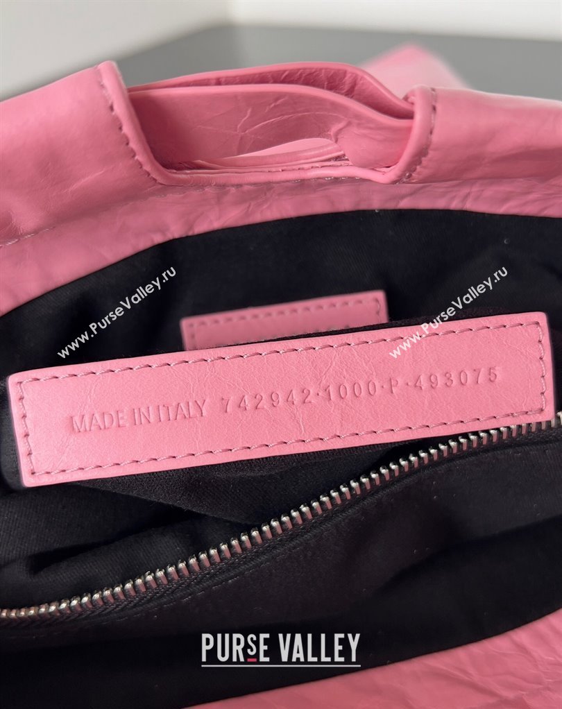 Balenciaga Crush Small Tote Bag in crushed calfskin Pink 2023 (jiche-23111846)