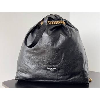 Balenciaga Crush Medium Tote Bag in crushed calfskin Black 2023 (jiche-23111840)