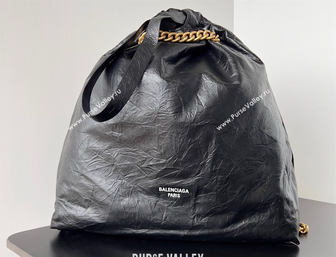 Balenciaga Crush Medium Tote Bag in crushed calfskin Black 2023 (jiche-23111840)