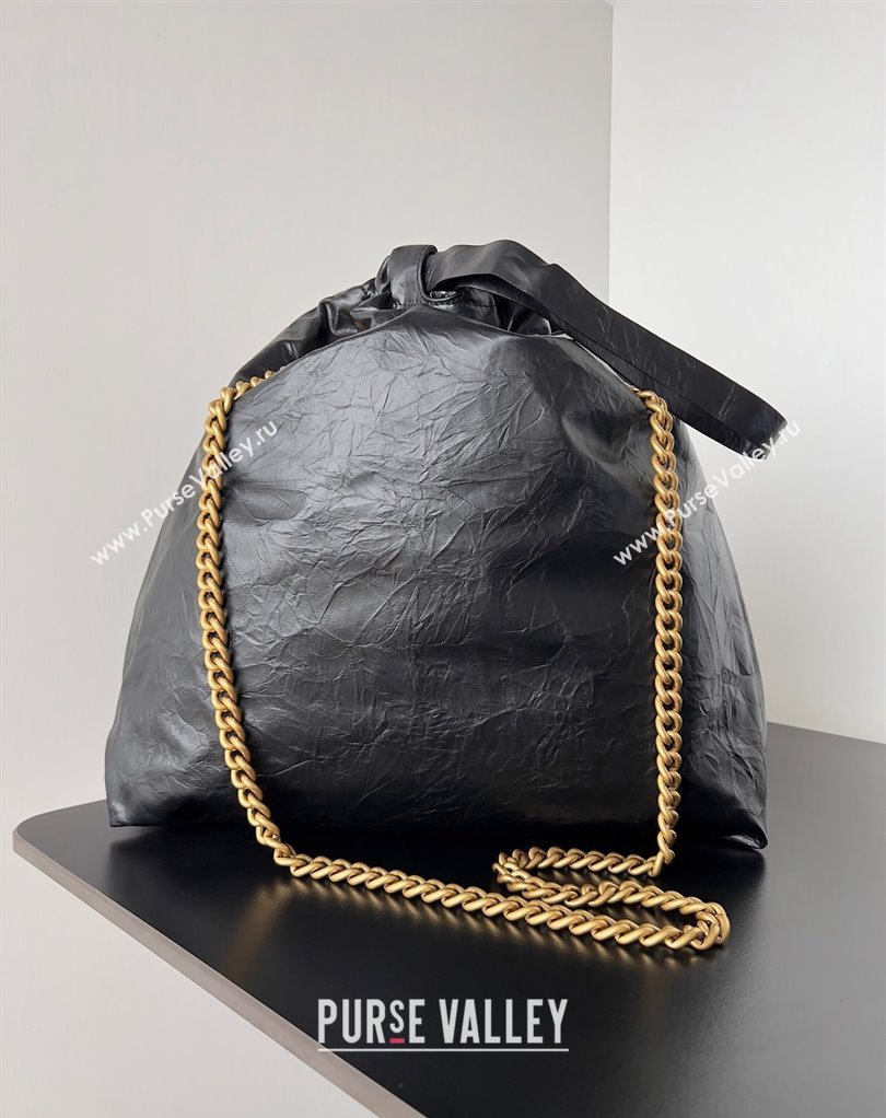 Balenciaga Crush Medium Tote Bag in crushed calfskin Black 2023 (jiche-23111840)
