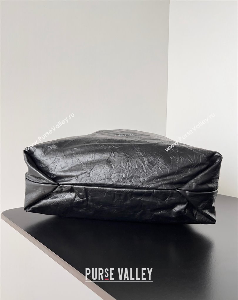 Balenciaga Crush Medium Tote Bag in crushed calfskin Black 2023 (jiche-23111840)