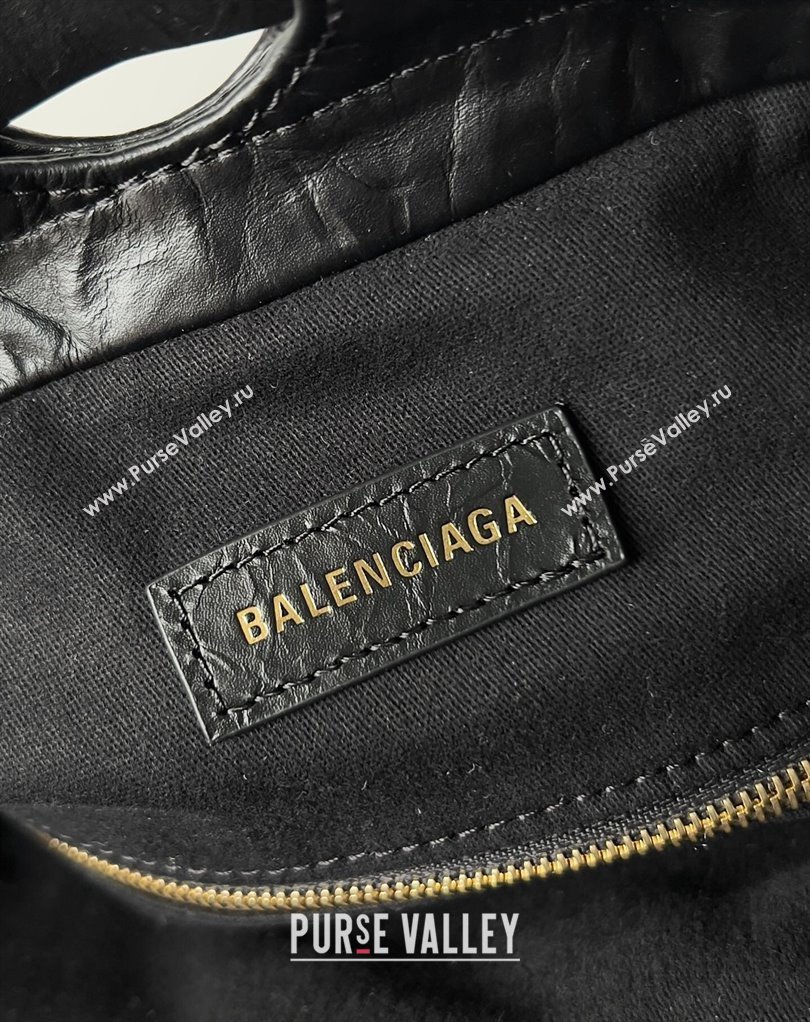 Balenciaga Crush Medium Tote Bag in crushed calfskin Black 2023 (jiche-23111840)