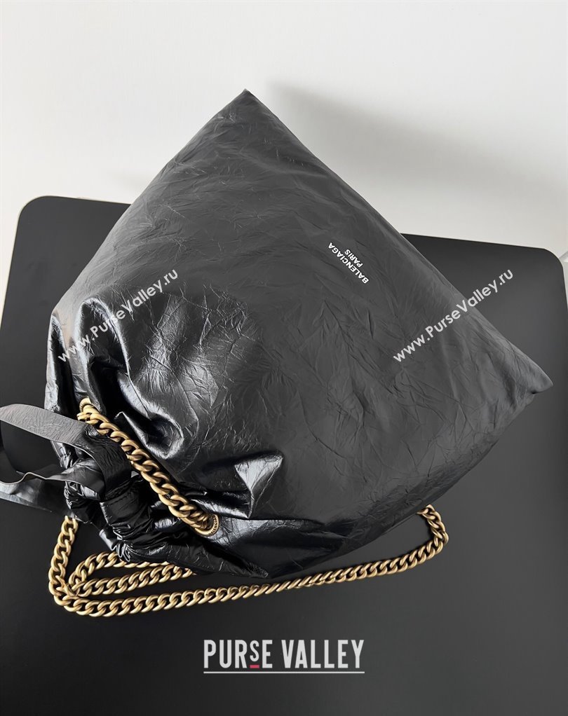 Balenciaga Crush Medium Tote Bag in crushed calfskin Black 2023 (jiche-23111840)