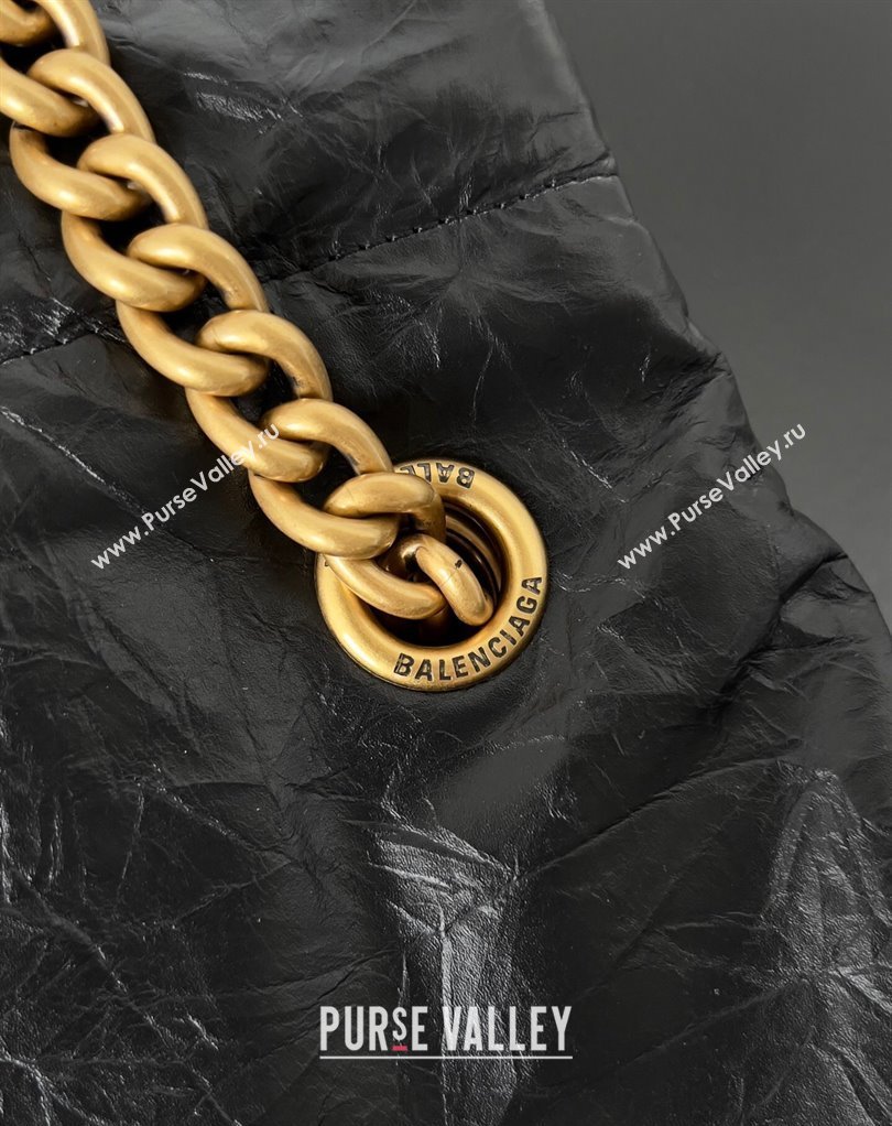 Balenciaga Crush Medium Tote Bag in crushed calfskin Black 2023 (jiche-23111840)