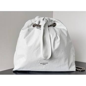 Balenciaga Crush Medium Tote Bag in crushed calfskin White 2023 (jiche-23111841)