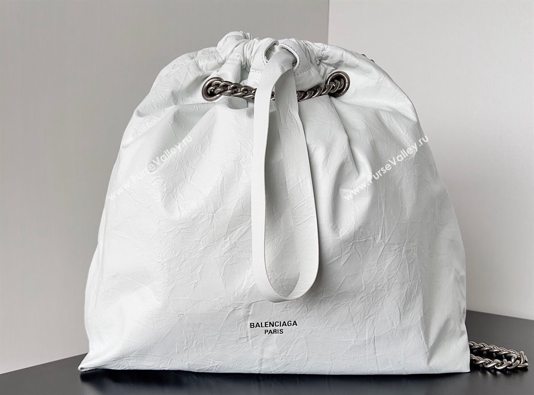 Balenciaga Crush Medium Tote Bag in crushed calfskin White 2023 (jiche-23111841)