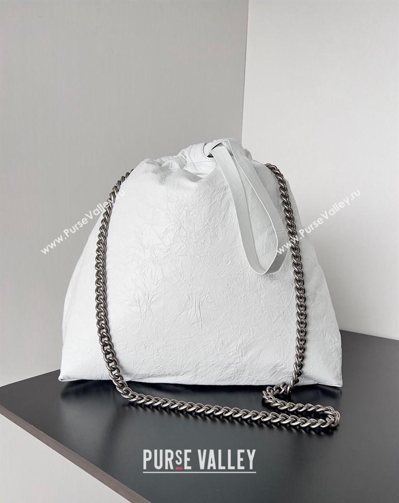 Balenciaga Crush Medium Tote Bag in crushed calfskin White 2023 (jiche-23111841)