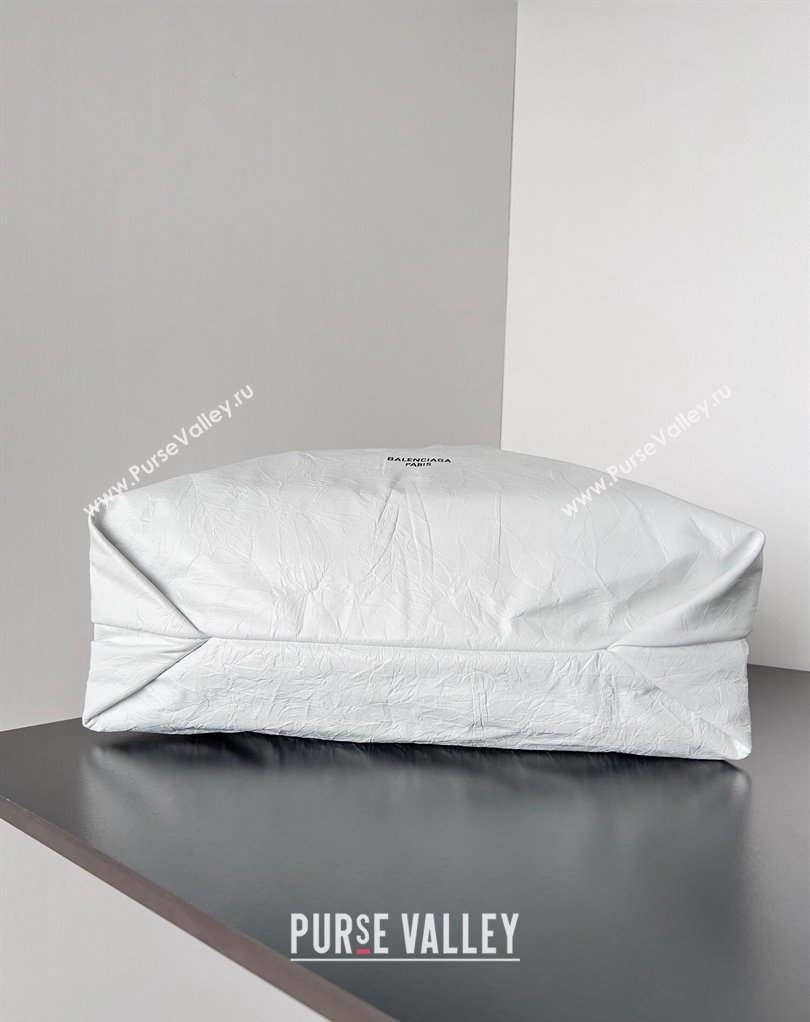 Balenciaga Crush Medium Tote Bag in crushed calfskin White 2023 (jiche-23111841)