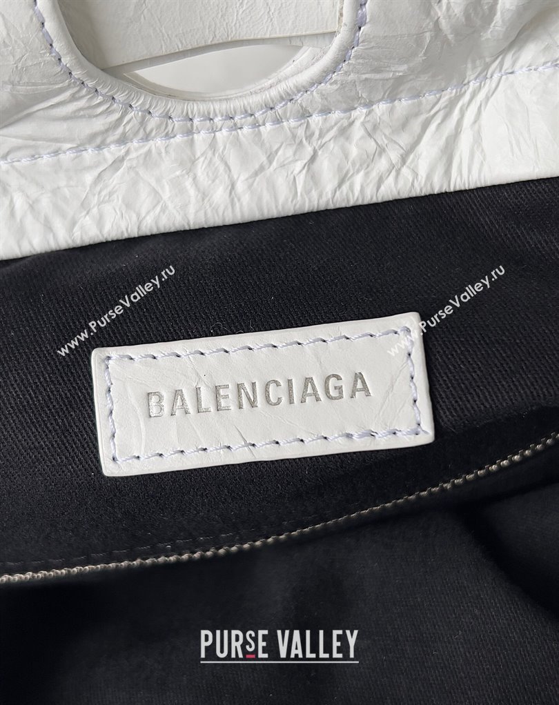 Balenciaga Crush Medium Tote Bag in crushed calfskin White 2023 (jiche-23111841)