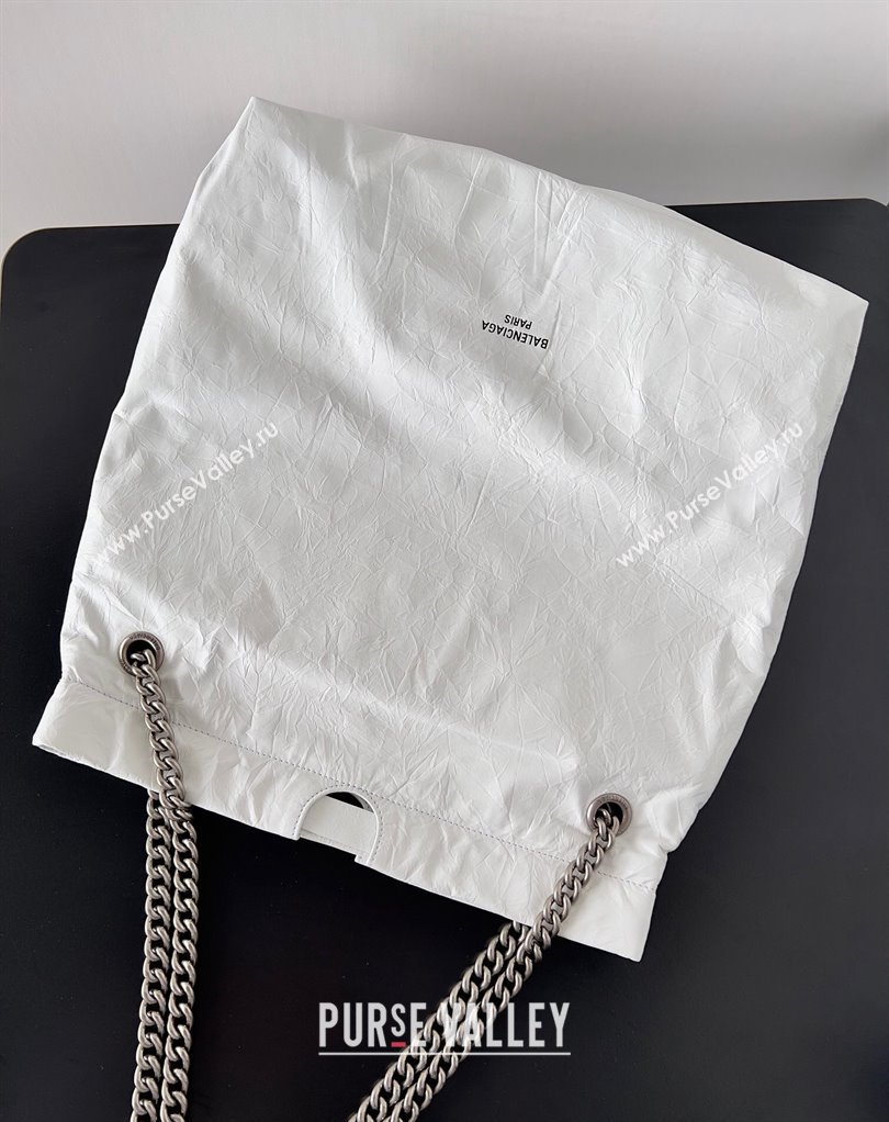 Balenciaga Crush Medium Tote Bag in crushed calfskin White 2023 (jiche-23111841)