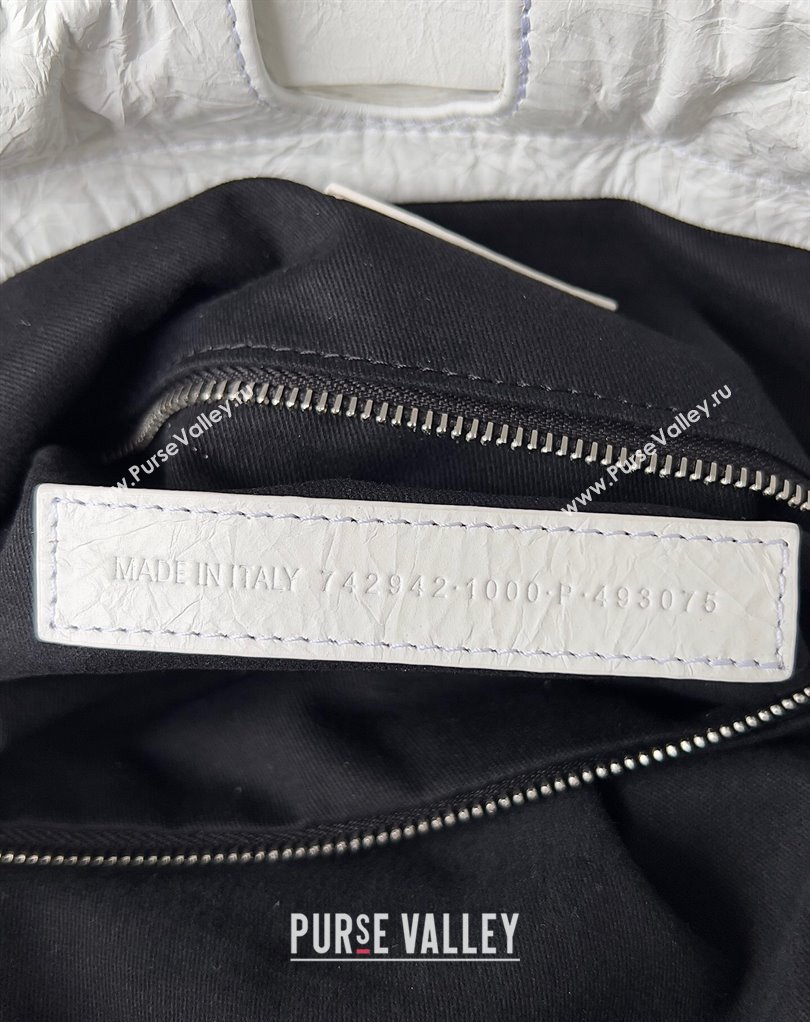 Balenciaga Crush Medium Tote Bag in crushed calfskin White 2023 (jiche-23111841)