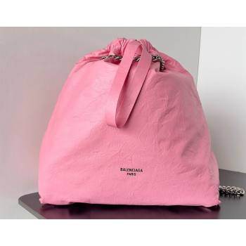 Balenciaga Crush Medium Tote Bag in crushed calfskin Pink 2023 (jiche-23111842)