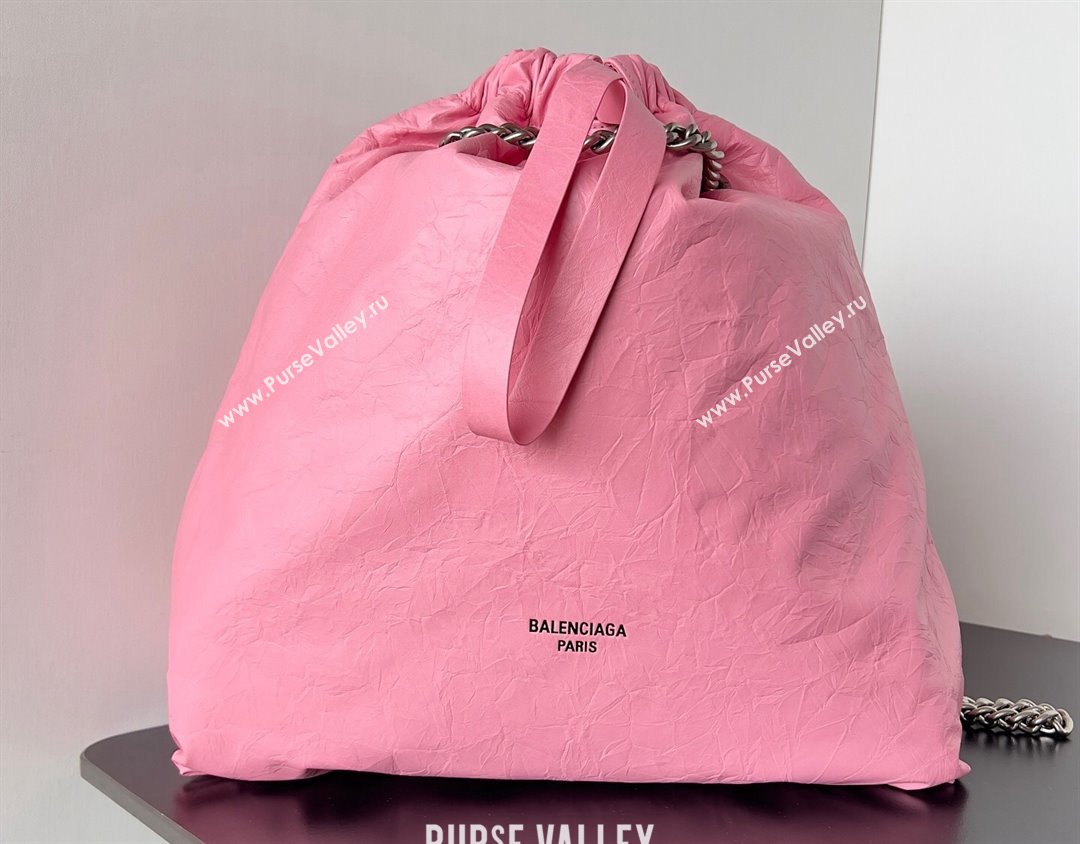 Balenciaga Crush Medium Tote Bag in crushed calfskin Pink 2023 (jiche-23111842)