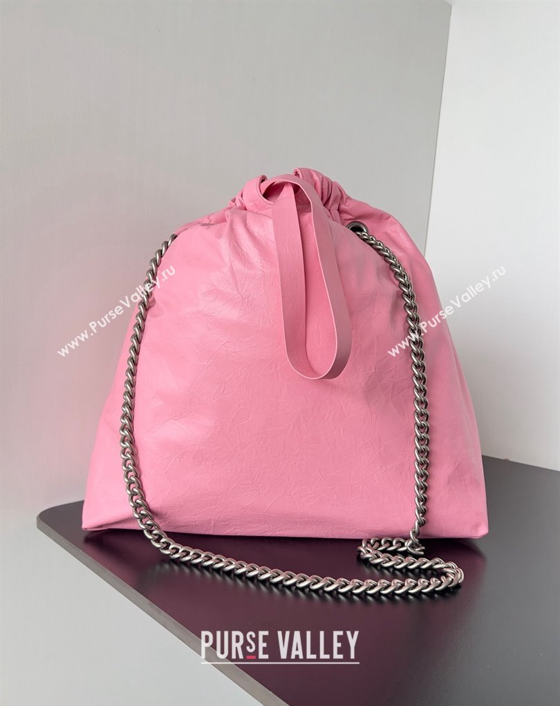 Balenciaga Crush Medium Tote Bag in crushed calfskin Pink 2023 (jiche-23111842)
